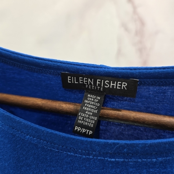 Eileen Fisher Top Womens Small P Blue Long Sleeve Tunic Round Lyocell Shirt - Picture 3 of 11